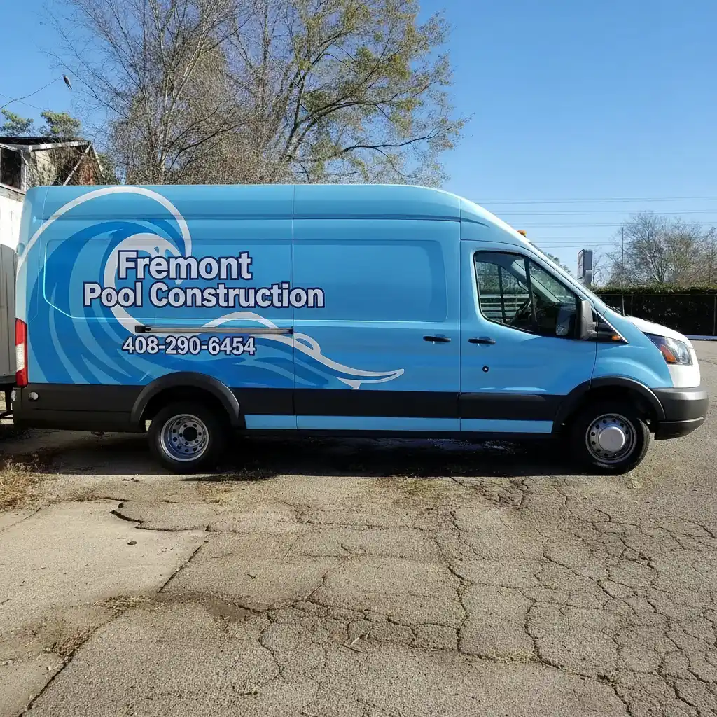 Fremont Pool Construction service vehicle with company branding